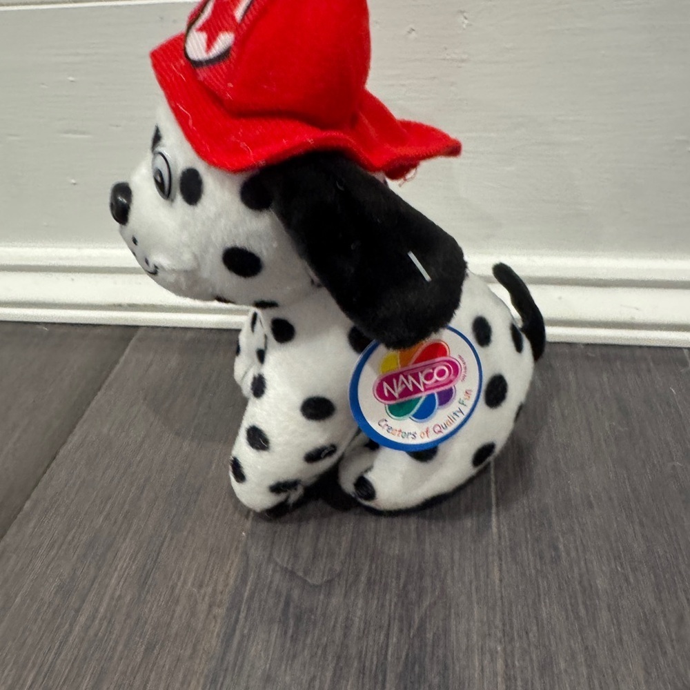 NWT 7 inch Firehouse Dalmatian Dog Plush Toy with Red Firefighter Hat - Picture 2 of 4